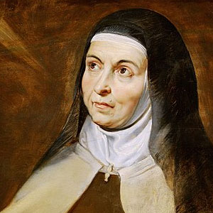 SAINT TERESA OF JESUS, Carmelite nun and prominent Spanish mystic. Active during the Counter-Reformation, Teresa became the central figure of a movement of spiritual and monastic renewal, reforming the Carmelite Orders of both women and men. The movement was later joined by the younger Carmelite friar and mystic John of the Cross, with whom she established the Discalced Carmelites. 