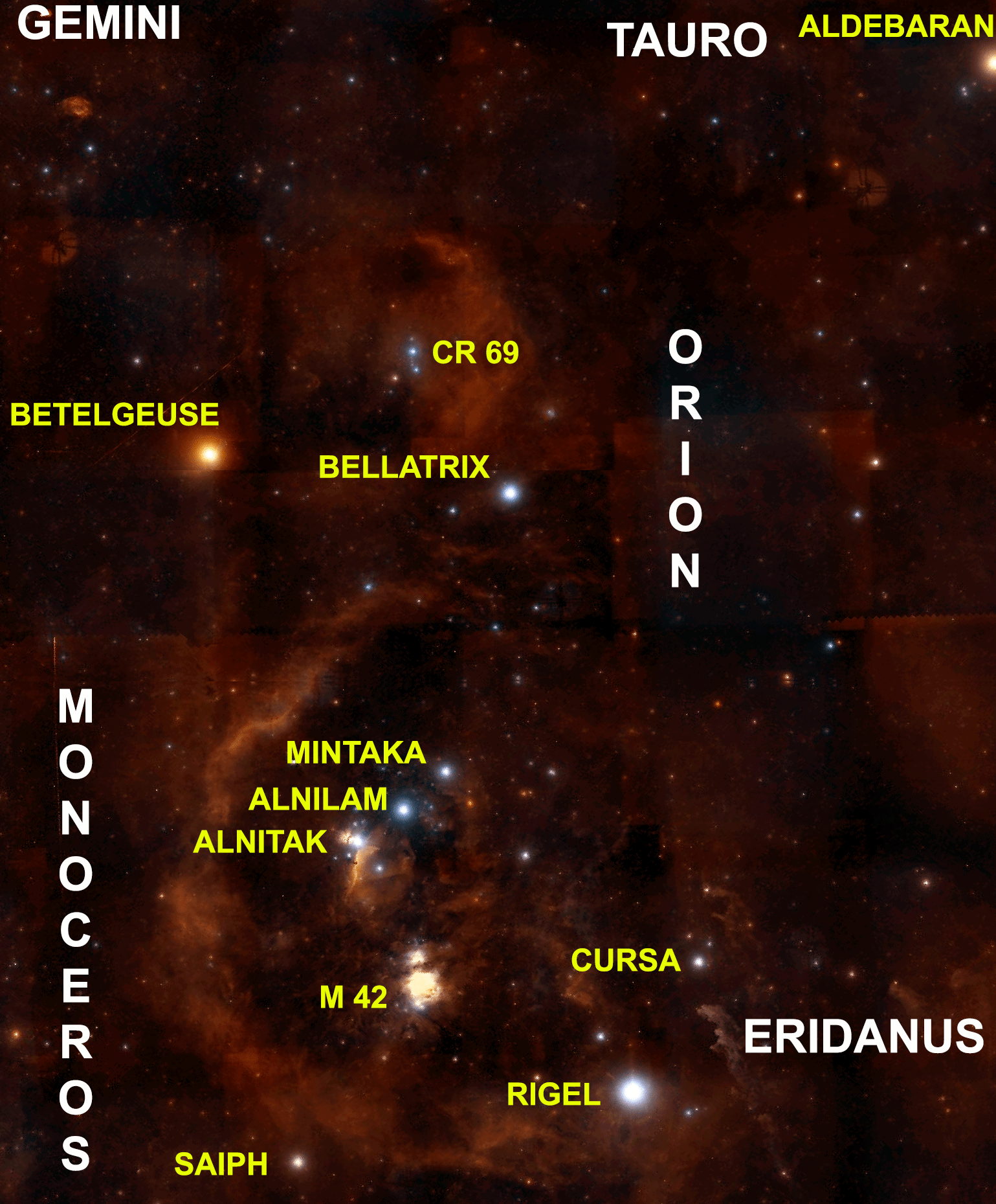 MAPA DE LA CONSTELACION ORION